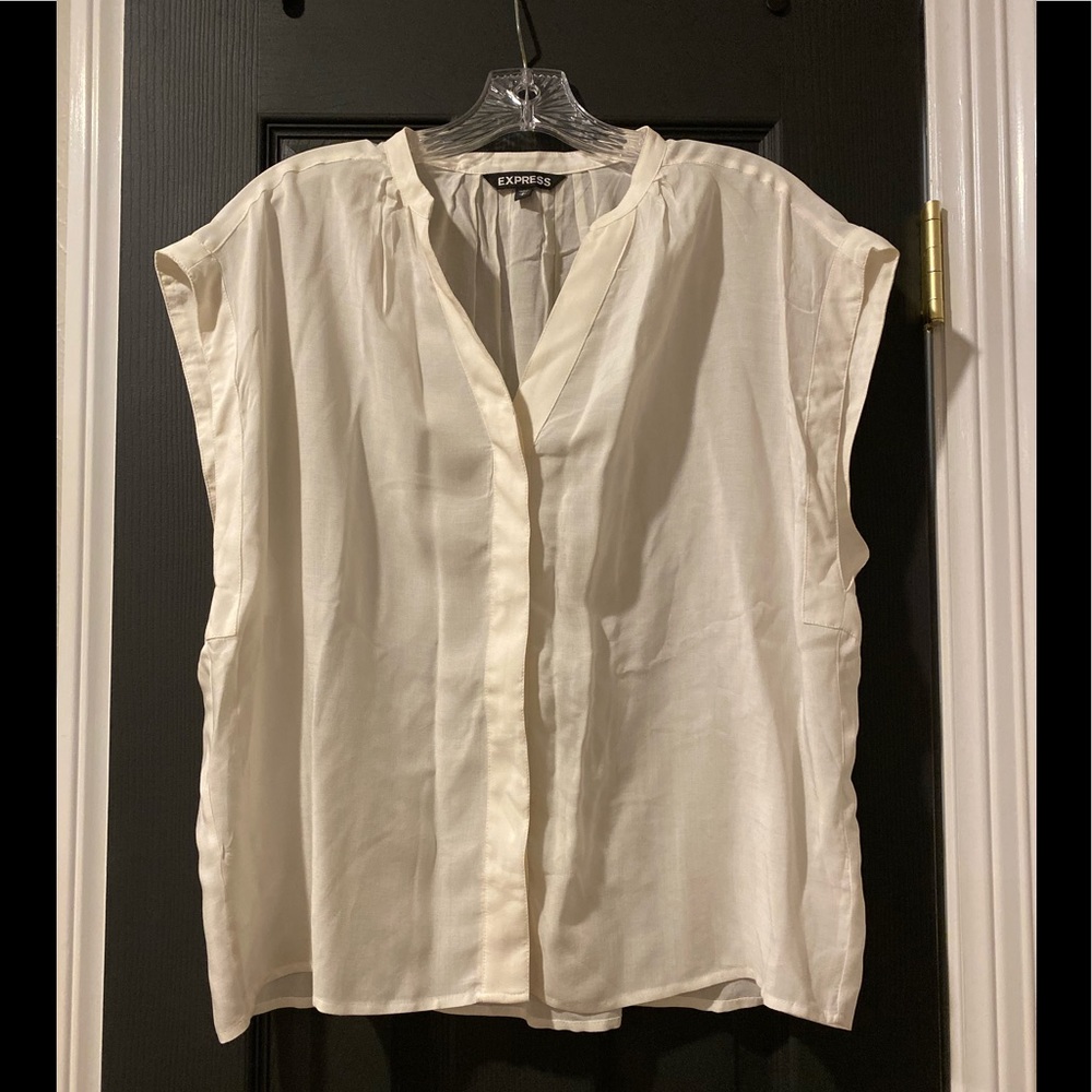 Express Cream Button Up Top